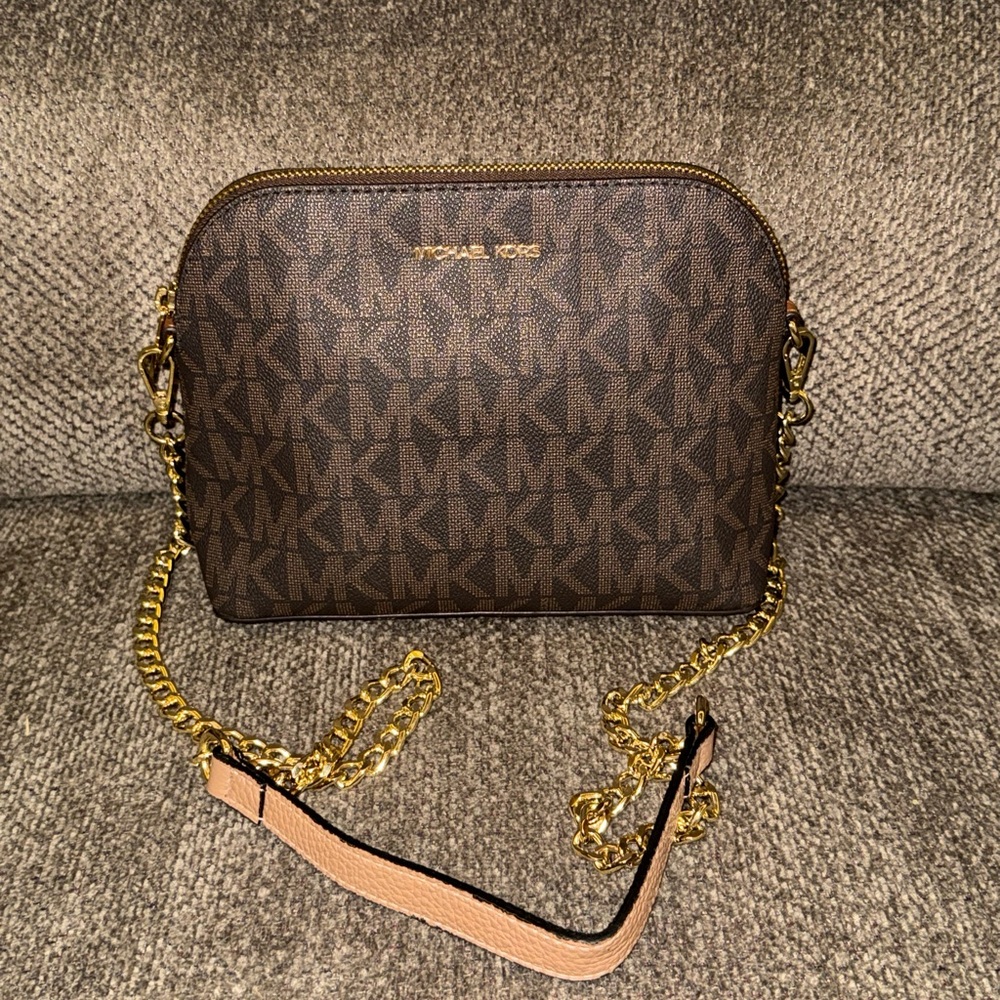 Michael Kors Brown Crossbody Dome Saffiano Bag - medium